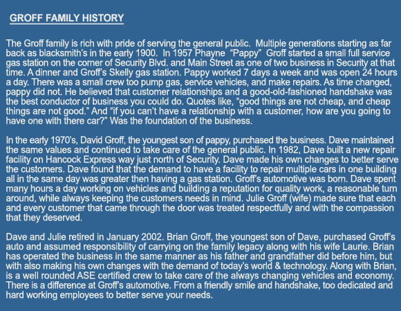 GROFF FAMILY HISTORY